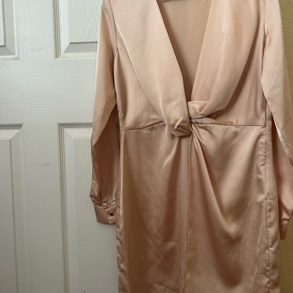 Forever 21 Blush Knot-Front Satin Robe Dress